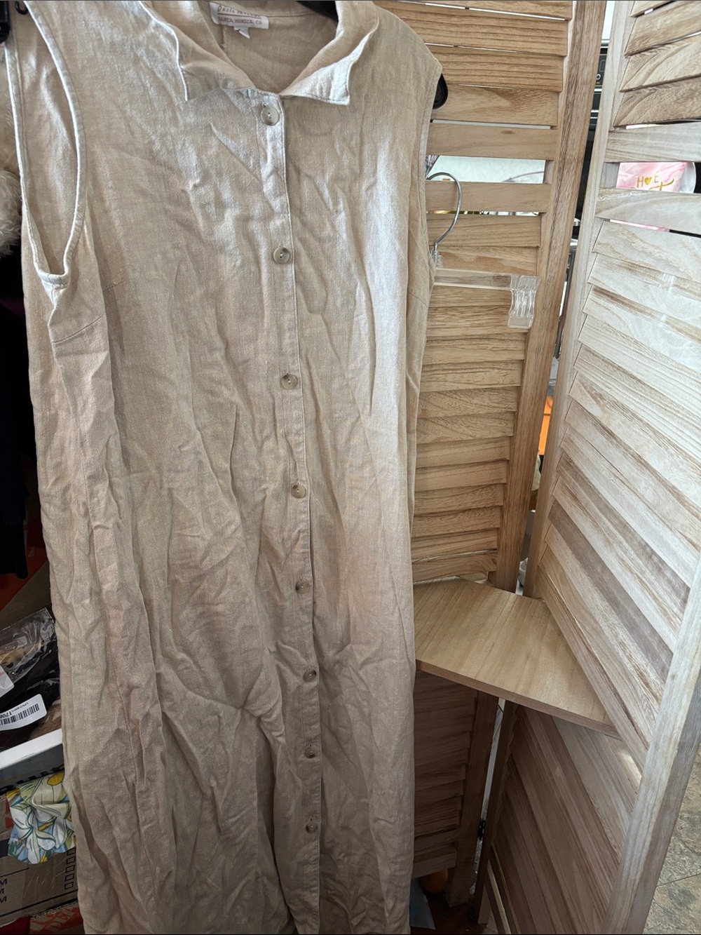 Basic Threads Button-Front Linen Blend Dress - Large